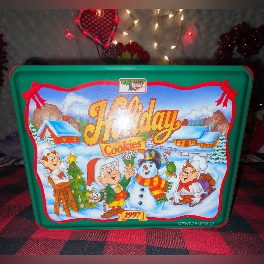 KEEBLER Vintage Holiday Cookies Tin 8 X 6 X 2